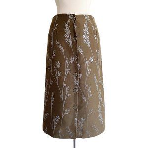 SUNO Metallic Floral Embroidered Skirt Sz 4